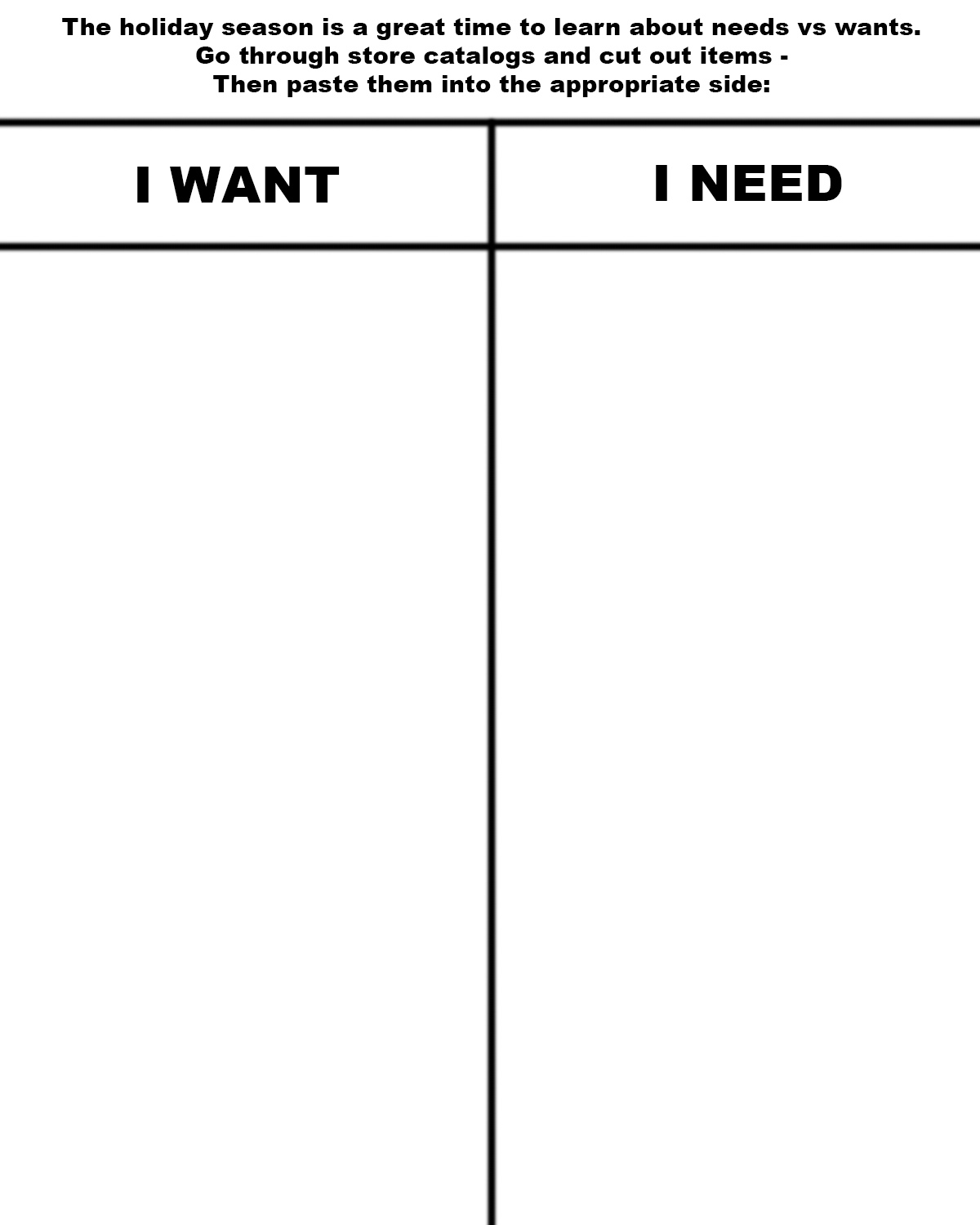 The Family Tree With Regard To Wants Vs Needs Worksheet